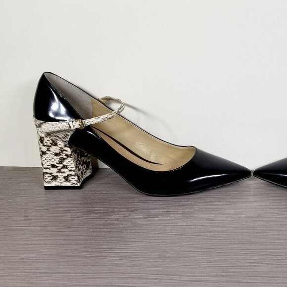 Marc Fisher Zullys Snake Embossed Mary Jane Pump, Black Leather, Womens Size 9 M - Picture 7 of 13